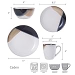 Gourmet Basics by Mikasa Caden 16-Piece Stoneware Dinnerware Set — Service for 4, Reactive Glaze, Black/Tan & White Finish, Microwave & Dishwasher Safe, Everyday & Formal Use - Image 3