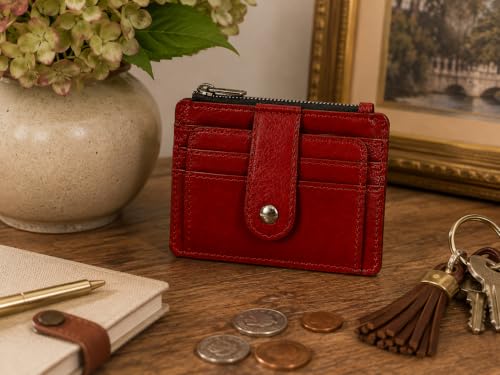 Image of Patricia Nash Leather Cassis ID Card Case Wallet, Lava Red