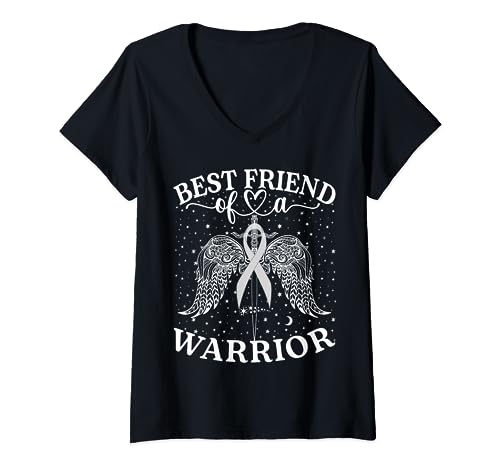 Bestfriend Of A Warrior Lung Cancer Awareness Support Squad V-Neck T-Shirt