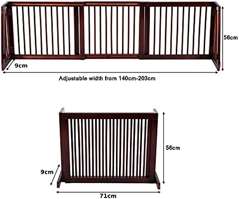 GYMAX Adjustable Wooden Pet Gate, 3 Panels Freestanding Dog Barrier, Wood Doorway Safety Pets Fence for Hallway, Entryway, Stair and Kitchen
