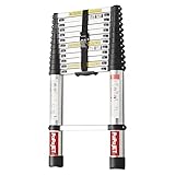 PAPAJET 12.5 FT Telescopic Ladder, Aluminum Multi-Purpose Telescoping Extension Ladder, Retraction Ladder for Home Maintenance Indoor Outdoor