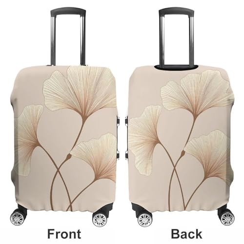 Brown Ginkgo Leaves Luggage Cover, Washable Elastic Suitcase Cover Protector Fit 18-32 Inch Luggage3
