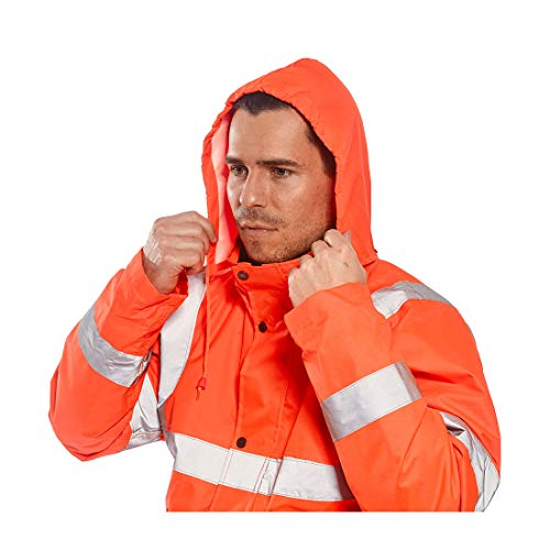 Image of Portwest Hi-Vis Bomber Jacket Viz Insulated Safety Visability Work Wear Rain ANSI 3, Large Orange