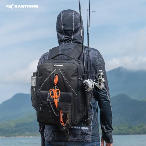 Image of KastKing KastMate Fishing Backpack With 2 Rod Holders, Black | Tackle Backpack Storge Fishing Gear, Fishing Bag Gift for Men, Durability, Quality Well