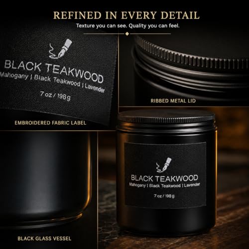 Image of Scented Candles for Men, 6 Masculine Scents Set, 42oz Total | 200H-250H Burn Time, Woody Manly Gift Set, Smoked Vanilla, Black Teakwood Santal & Vetiver for Him