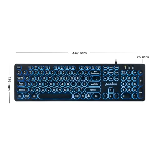 Image of Perixx PERIBOARD-317R Wired Backlit USB Keyboard - Big Print Letter - Tri-Color Illuminated LED - Stylish Round Keycaps - US English