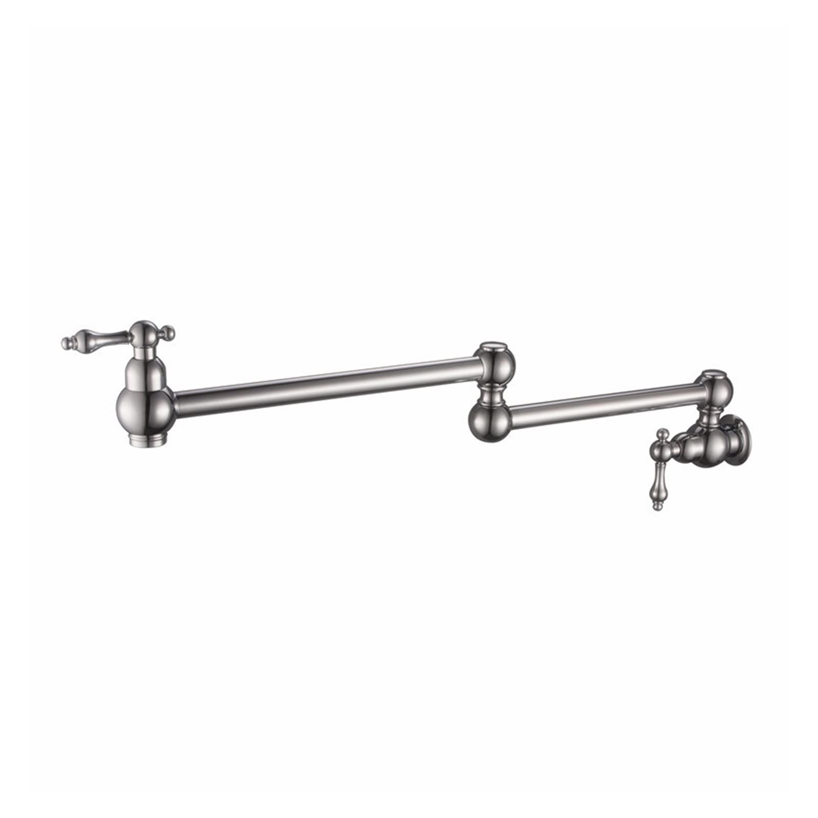 Cudtapi Brushed Stainless Bathroom Faucet Wall Mounted Dual Shut Off Valve Pot Filler Faucet With 22" Double-Jointed Swinging Spout Lever Handles(Brushed Stainless)