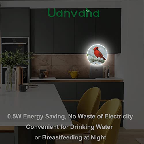Image of Cardinal Night Light Northern Red Bird On Tree Branch Plug-in Nightlight LED Auto on /Off for Hallway Stairway Kitchen Men Women Bedroom