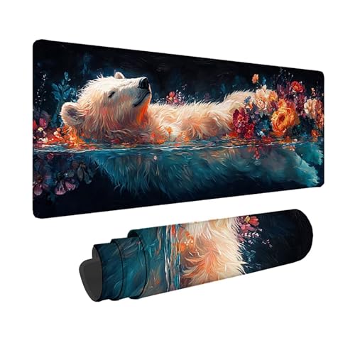 Tapis de souris XXL blanc 800x400 mm sous main bureau avec base antidérapante