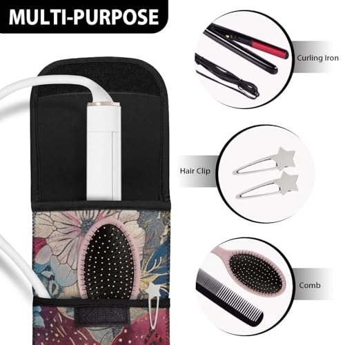 Flashideas Floral Flat Iron Holder Curling Iron Organizers and Storage with Pocket Travel Neoprene Storage Pouch Case Bag Neoprene Straightener Holder and Silicone Hot Hair Tools miniatura 7