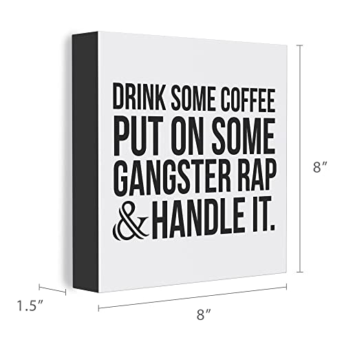 'Gangster Rap' Box Sign - Funny Desk Accessories For Work - Desk Decorations For Women Or Mens Office - Perfect Home Decor Gifts, 8" X 8" By Barnyard Designs #TOP3