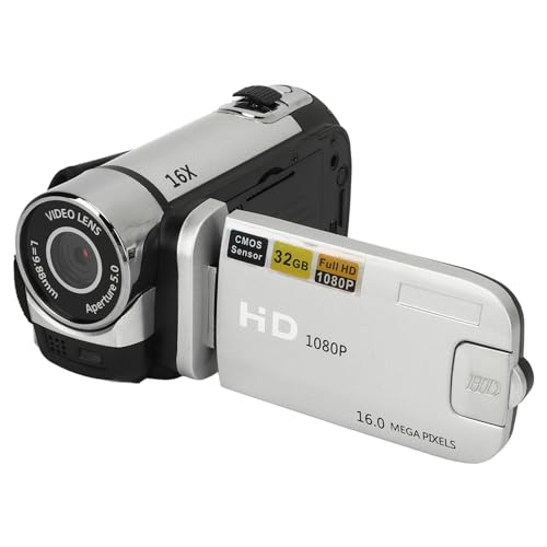 Videocamera Digitale Jectse 1080P 16MP – Schermo Ruotabile 2.0″, Zoom 16x, Anti-Vibrazione, Registrazione In Loop, Per Viaggi E Matrimoni