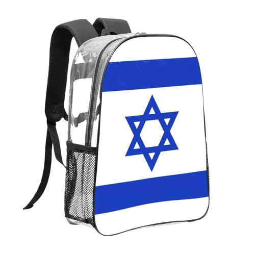 Sac à dos transparent avec drapeau israélien noir de taille unique - 3