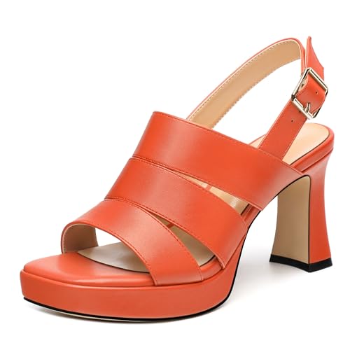 Heels for Women Block Chunky Platform High Heels Open Toe Square Strappy Heel Sandals Wedding Prom Party Fashion Slingback Dress Pump Sandals