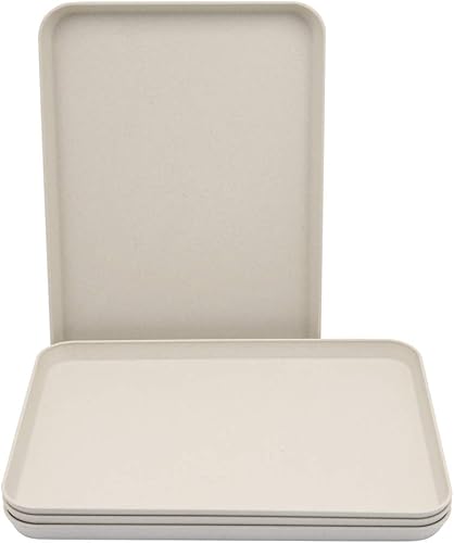 Miniatura 10 de Juego de 4 bandejas grandes de paja de trigo de 4 colores, platos irrompibles y ligeros para restaurante, bandeja apta para microondas y