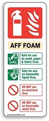 AFF Foam, Fire Extinguisher ID Sign - [75mm x 200mm] Adhesive Sticker 5 X Pack