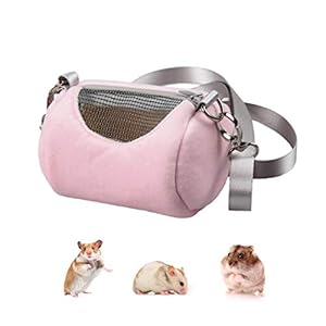 Dwarf Hamster Carrier Bag Portable Cylinder Warm Outdoor Bag with Adjustable Single Shoulder Strap (Pink)
