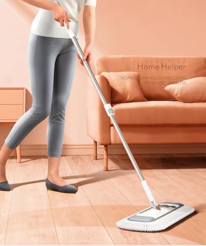 Image of 360 Rotating Flat Mop for Floor Cleaning Flat Mop for Quick Wet and Dry Use with Reusable Microfiber Washable Pads Suitable for All Types of Flooring