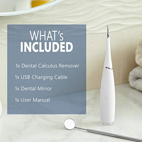 Tartar, Plaque Remover For Teeth Cleaning Kit - Tooth Cleaner - Dental Calculus Remover - Removes Calculus, Stain, Plaque, Tartar - Teeth Cleaning Tool (White)