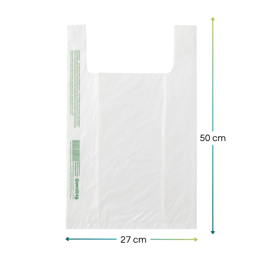 VIRSUS Buste Compostabili 27+7+7x50cm Sacchetti da 500 Pezzi. Shopper Spesa, Busta per Alimenti, Sacchetti Biodegradabili per Umido