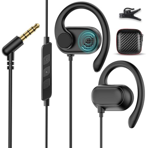 Open Ear Headphone 3.5mm Earbuds for Chormebook Laptop Computer,Over Ear Buds for Samsung A15 A14 for Moto G Stylus,3.5 Jack Desktop PC Headset,Travel Airplane Wired Earphone with Mic Adjustable Hook