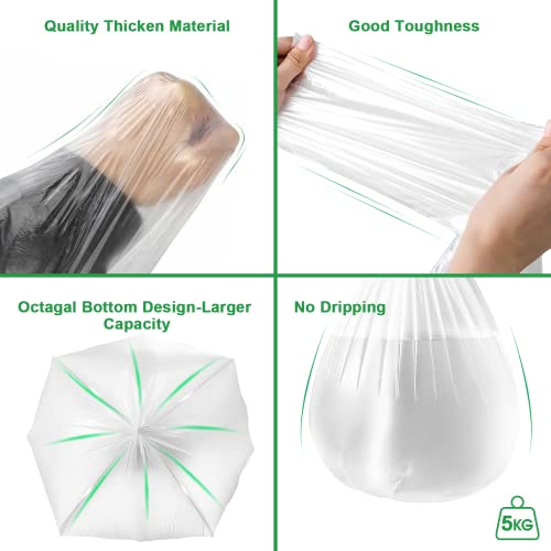 Image of Small Trash Bags 80 Counts, Waikas Garbage Bags for Bathroom Car Mini Trash Can, Clear Plastic Bag for Bedroom Living Room, 4 Gallons, Clear