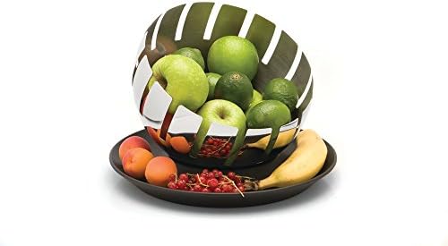 BergHOFF Zeno Stainless Steel and Wood 2 Piece Fruit Bowl Set, Silver, 30 x 30 x 16 cm
