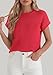 PRETTYGARDEN Women's 2026 Spring Fashion Sweater Vest Business Casual Crochet Tops Cap Sleeve Knit Shirt Beach Summer Outfits (Red,Small)