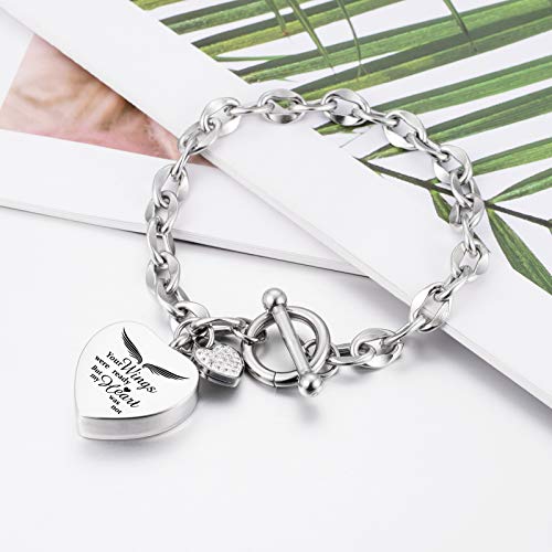 XIUDA Urn Bracelet for Ashes Cremation Bracelet Ashes Bracelet Heart Locket Holder Bangle Link Chain Women Men4
