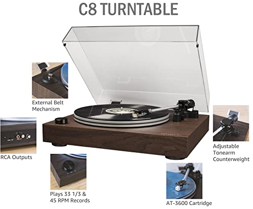 Crosley C8A-WA Tourne-disque 2 vitesses avec préampli intégré commutable Noyer - Les Beatles, Paul McCartney, John Lennon, RIngo Starr, George Harrison Crosley C8A-WA Tourne-disque 2 vitesses avec préampli intégré commutable Noyer – Image 3