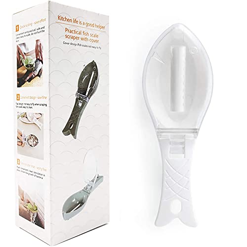 MQFORU Couteau écailleur à poisson multifonction avec étui transparent blanc Cover