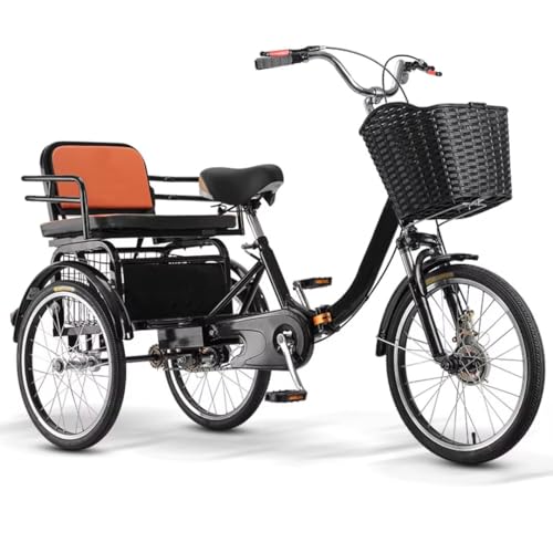 Triciclo plegable para adultos, 3 ruedas, negro miniatura 1