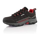 Fusskleidung® Damen Herren Wanderschuhe Wasserabweisende Trekkingschuhe Schwarz Rot EU 46