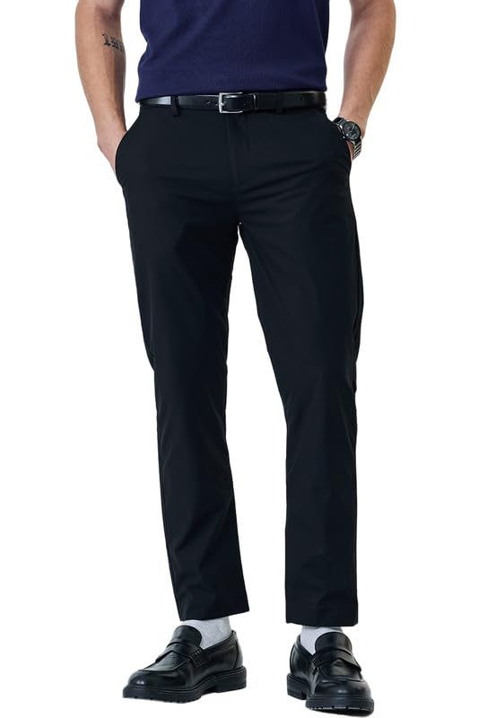 Image of SNITCH Men Chinos | Slim Fit Mid Rise Solid Pattern | Cotton Blend with Medium Stretch & Smooth Texture | Button & Zip Closure for Casual & Street Wear