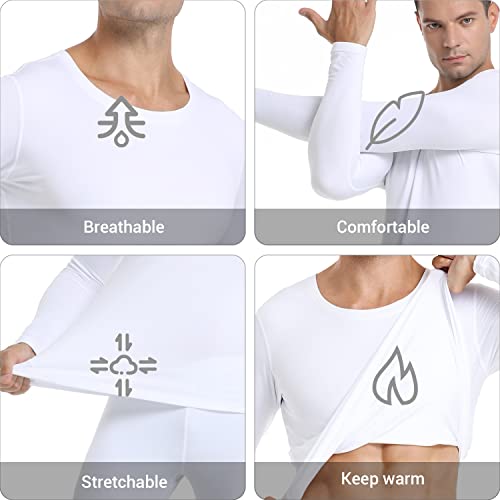 Image of PISIQI Thermal Underwear Men Ultra-Soft Long Johns Set with Fleece Lined Base Layer Winter Skiing Warm Top & Bottom Black