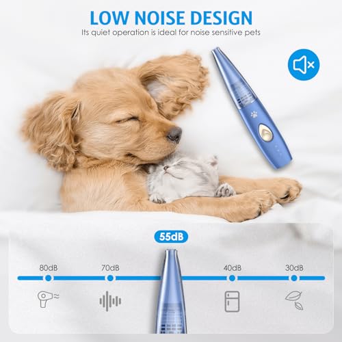 [Neues Upgrade] Brifit Pfotentrimmer für Hunde mit Haar Saugfunktion, 2-Gang Leise Schermaschine Hund, USB Aufladbar Hundeschermaschine für Pfoten, Ohren, Augen, Gesicht, Keine Fliegenden Haare