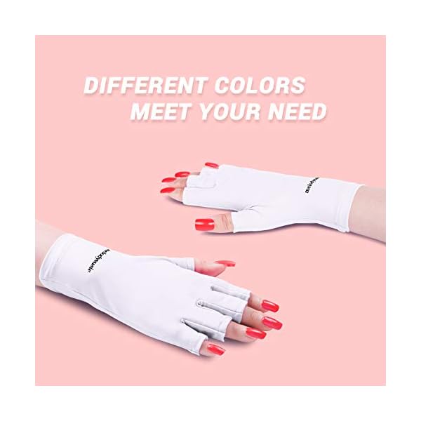 MelodySusie-Protection-UV-Glove-for-Nail-Lamp-Professional-UPF50-Gel-Manicure-Gloves-Nail-Art-Skin-Care-Fingerless-Anti-UV-Sun-Glove-Protect-Hands-from-UV-HarmWhite MelodySusie Protection UV Glove for Nail Lamp, Professional UPF50+ Gel Manicure Gloves, Nail Art Skin Care Fingerless Anti UV Sun Glove Protect Hands from UV Harm(White)