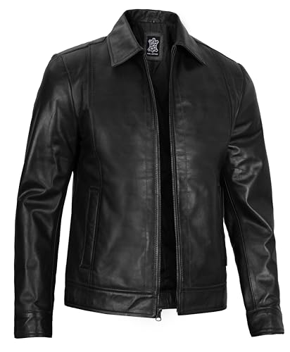 fjackets Mens Brown Leather Jacket - Real Leather Jackets For Men - Shirt Collar Style Leather Jacket Men3