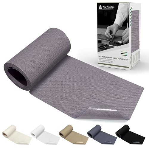 Image of KING MOUNTAIN Canvas Iron on Patch,3 inchx60 inch,Waterproof 100% Cotton Fabric Repair Patch,Used for Various Sofa,Tent,Clothes,Seats,Suitcases (Gray)