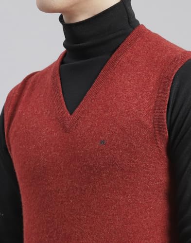 Image of Monte Carlo Off White Solid V Neck Sweater | Warm Woolen Pullover for Men | Soft Comfortable Knitted Winter Wear Sweater for Men's