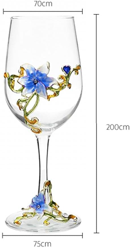 XUDREZ Handmade Painted Enamel Flower Gin Balloon Glass Wine Glass Birthday Gifts for Women Mum Friends Mothers Day Lead-Free (Blue Lily) - Image 3