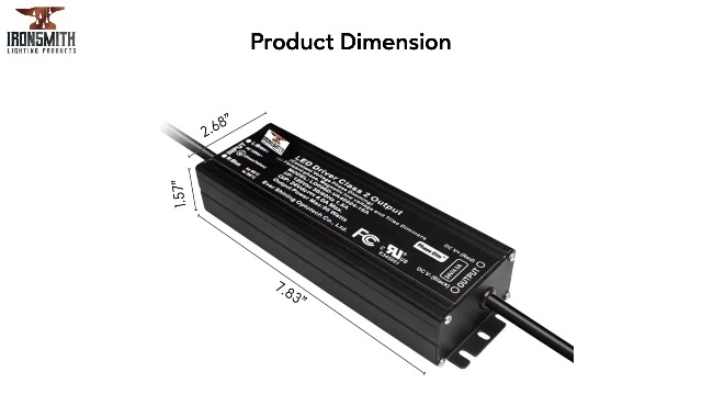 Image of Ironsmith Lighting Products LED Driver with Triac Dimming Transformer - Efficient 120 Volts to 24 Volts 96 Watt Input, Dimmable from 100% to 1% - Corded Electric, Black