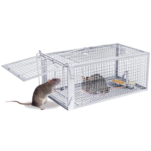 Kwaiyole Large Humane Rat Traps for Outdoor Rat and Mouse Effective Live Cage Traps Live-Catch Mouse Rat Trap Pets and Children Friendly Sturdy Highly Sensitive Catcher (1 pack)