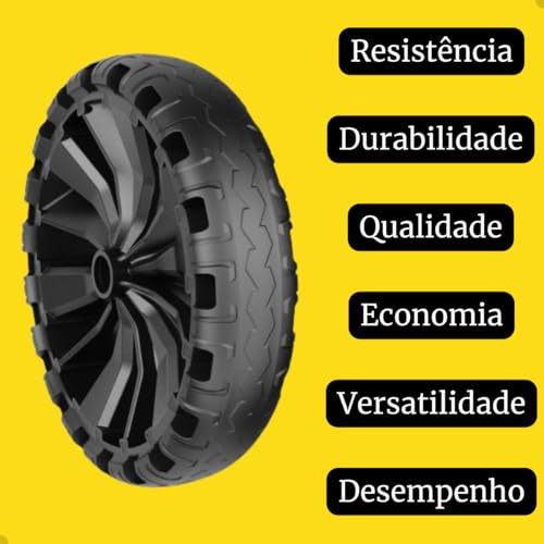 Roda Pneu Maciço Flex Border 320mm para Carrinho de mão Carriola Resistente não Fura não Murcha Eixo