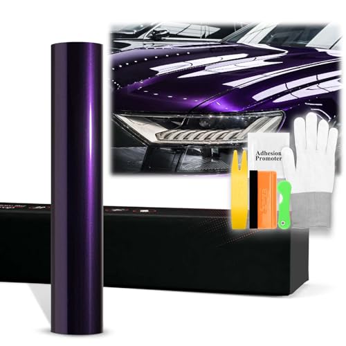 36'x60' (3FTx5FT) Midnight Purple PET Super Gloss Metallic High Glossy Vinyl Wrap Auto Car Sticker Decal Film Sheet Bubble Free Air Release Technology with Tool Kit