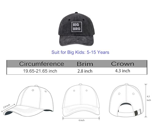 Image of Embroidery Cute Big Brother Hat, Sibling Matching Outfits Matching Mom Dad Hats Youth Big BRO Gift Boy Birthday Hat Preganancy Announcement Adjustable Cotton Low Profile Caps Black