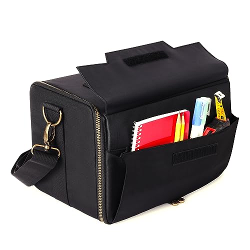 Image of ENHANCE Miniature Figure Satchel - Compact Storage & Carrying Case for DnD Miniatures with Strap, 3 Foam Trays (2 Pre-Cut and 1 Pick & Pluck Tray) - Fits 20mm to 25mm Figures (Small - Standard Base)
