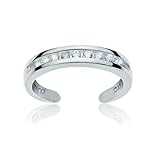 Sterling Silver Cubic Zirconia Channel-Set Polished Adjustable Toe Ring
