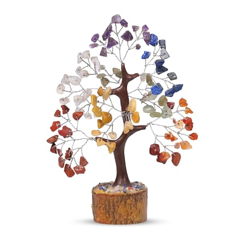 Seven Chakra Tree of Life, Crystals & Stones, Office & Feng Shui Decor, Crystal Gifts for Positive Energy & Good Luck
