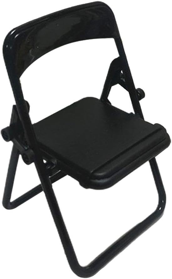 Jowxsx Black Folding Chair Phone Stand Folding Chair Phone Holder Mini Folding Chair Cell Phone Stand Holder Foldable